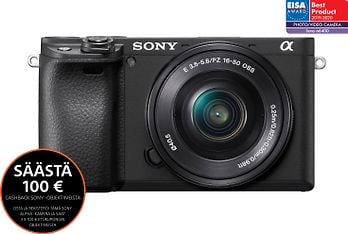 Sony A6400 -mikrojärjestelmäkamera + 16-50 mm objektiivi