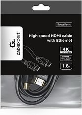 Cablexpert HDMI High Speed with Ethernet -kaapeli, 1,8 m, musta, kuva 3