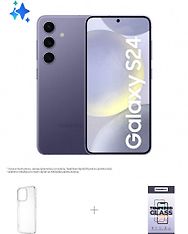 Samsung Galaxy S24 5G -puhelin, 128/8 Gt, Cobalt Violet + silikonisuoja ja panssarilasi