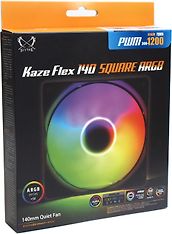 Scythe Kaze Flex Square ARGB 140 PWM -tuuletin, 140 mm, 1200 RPM, musta, kuva 3