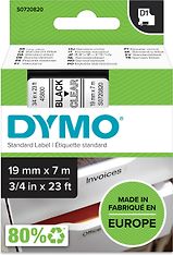 Dymo D1 -teippi 19 mm x 7 m, musta läpinäkyvällä pohjalla