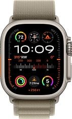 Apple Watch Ultra 2 (GPS + Cellular) 49 mm titaanikuori ja oliivinvihreä Alpine-ranneke, pieni (MREX3), kuva 2