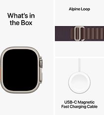 Apple Watch Ultra 2 (GPS + Cellular) 49 mm titaanikuori ja indigo Alpine-ranneke, pieni (MRER3), kuva 9
