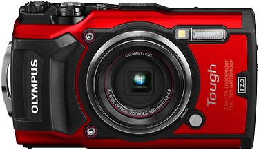 Olympus TOUGH TG-5 -digikamera, punainen + neopreenipussi