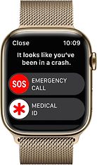 Apple Watch Series 8 (GPS + Cellular) 45 mm kullanvärinen ruostumaton teräskuori ja kullanvärinen milanolaisranneke (MNKQ3), kuva 6