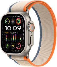 Apple Watch Ultra 2 (GPS + Cellular) 49 mm titaanikuori ja oranssi/beige Trail-ranneke, S/M (MRF13)
