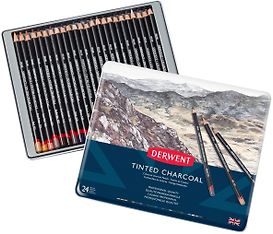 Derwent Tinted Charcoal -sävytetyt hiilikynät, 24 kynää, kuva 2