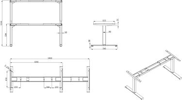 Elfen Ergodesk Pro -sähköpöytä, 140 x 80 cm, harmaa, mattamusta runko, kuva 4