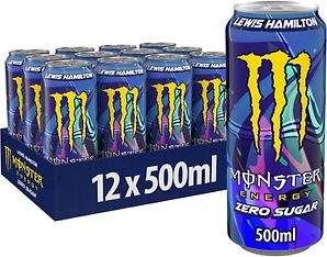 Monster Energy Lewis Hamilton Zero Sugar -energiajuoma, 500 ml, 12-pack