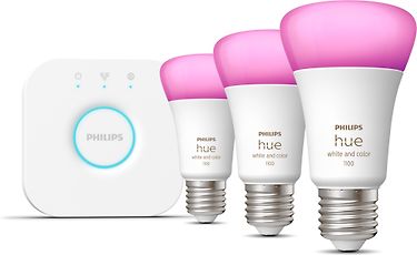 Philips Hue White and color ambiance Starter kit, E27, 3 lamppua ja silta, kuva 5