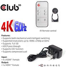 Club 3D HDMI 2.0 UHD Switchbox -kytkin, kuva 4