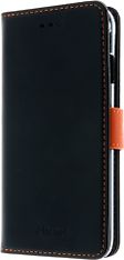 Insmat Exclusive Flip Case lompakkokotelo iPhone 6 / 6s / 7 / 8 / SE, musta / oranssi
