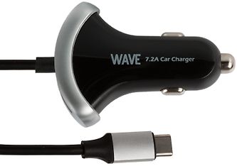 Wave autolaturi, Type-C + 2 x USB , 7.2 A, musta, kuva 4