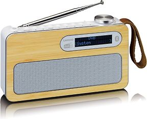 Lenco PDR-040 -kannettava FM-radio, ruskea/valkoinen