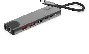 LINQ 6 in 1 PRO USB-C Multiport Hub, alumiininharmaa, kuva 4