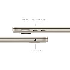Apple MacBook Air 13" M3 16 Gt, 256 Gt 2024 -kannettava, tähtivalkea (MXCU3), kuva 7