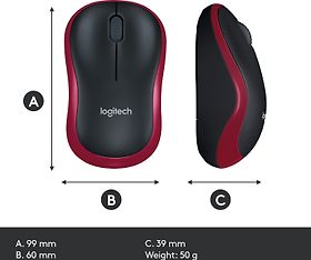 Logitech M185 hiiri, punainen, kuva 9