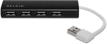 Belkin 4-Port Slim Travel USB Hub -4-porttinen USB 2.0-hubi, musta, kuva 3