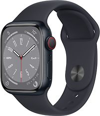 Apple Watch Series 8 (GPS + Cellular) 41 mm keskiyönsininen alumiinikuori ja keskiyönsininen urheiluranneke (MNHV3)