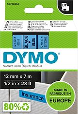 Dymo D1 -teippi 12 mm x 7 m, musta sinisellä pohjalla