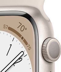 Apple Watch Series 8 (GPS) 45 mm tähtivalkea alumiinikuori ja tähtivalkea urheiluranneke (MNP23), kuva 3