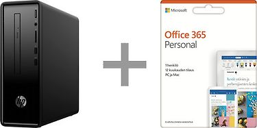 HP Slimline Desktop 290-p0002no -pöytäkone, Win 10 + Microsoft Office 365 Personal - 12 kk
