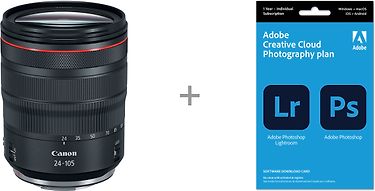 Canon RF 24-105mm f/4L IS USM -objektiivi + Adobe Creative Cloud Photography Plan