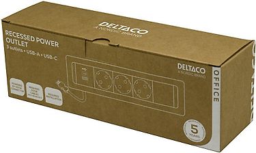 DELTACO upotettava virtapaneeli, 3 pistoras., 1x21W A+C USB-laturi, GST18, ketjutus, kuva 13