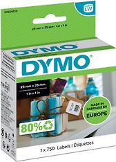 Dymo LabelWriter -nelikulmaiset yleistarrat 25 x 25 mm, 750 tarraa, valkoinen