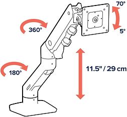 Ergotron HX Desk Monitor Arm -näyttövarsi pöytäkäyttöön, valkoinen, kuva 6