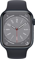 Apple Watch Series 8 (GPS) 45 mm keskiyönsininen alumiinikuori ja keskiyönsininen urheiluranneke (MNP13), kuva 2