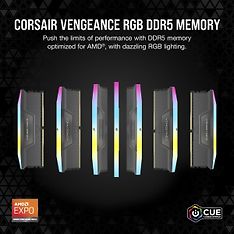 Corsair Vengeance RGB DDR5 5600 MHz CL40 64 Gt -muistimodulipaketti, harmaa, kuva 4