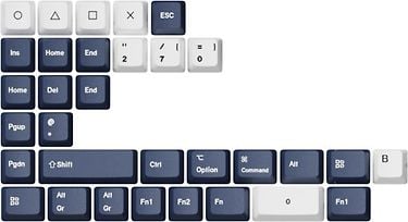 Keychron PBT Full Keycap Set -näppäinhatut, Blueish Black White, kuva 2