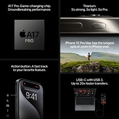 Apple iPhone 15 Pro 128 Gt -puhelin, mustatitaani (MTUV3), kuva 7