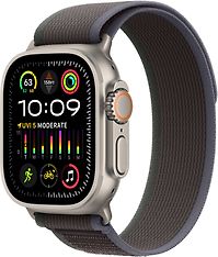 Apple Watch Ultra 2 (GPS + Cellular) 49 mm titaanikuori ja sininen/musta Trail-ranneke, S/M (MRF53)