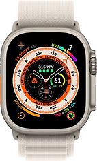 Apple Watch Ultra (GPS + Cellular) 49 mm titaanikuori ja tähtivalkea Alpine-ranneke, pieni (MQFQ3), kuva 2