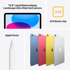 Apple iPad 10,9" 256 Gt WiFi 2022 -tabletti, keltainen (MPQA3), kuva 6