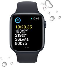 Apple Watch SE (GPS) 44 mm keskiyönsininen alumiinikuori ja keskiyönsininen urheiluranneke (MNK03), kuva 4