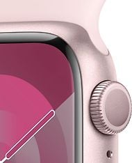 Apple Watch Series 9 (GPS) 41 mm pinkki alumiinikuori ja vaaleanpunainen urheiluranneke, M/L (MR943), kuva 3