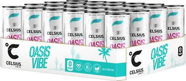 Celsius Oasis Vibe -energiajuoma, 355 ml, 24-pack