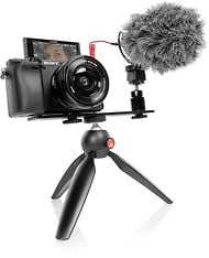 Sony A6400 -mikrojärjestelmäkamera + 16-50 mm objektiivi + vloggaajan kit