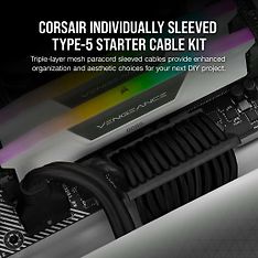 Corsair Premium Individually Sleeved PSU Cables Starter Kit, Type 5, Gen 5 -virtalähteen kaapelisetti, musta, kuva 6