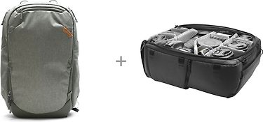 Peak Design Travel Backpack 45L -päiväreppu + iso kamerakuutio, salvia