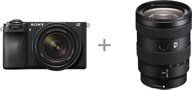 Sony A6700 -mikrojärjestelmäkamera, runko + 18–135 mm:n objektiivi + 16–55 mm F2,8 G -zoomobjektiivi