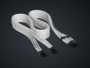 Corsair Premium Individually Sleeved PSU Cables Pro Kit, Type 5, Gen 5 -virtalähteen kaapelisetti, valkoinen, kuva 2