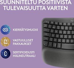 Logitech Wave Keys -langaton näppäimistö, grafiitti, kuva 9