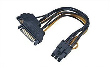 Akasa 2 x 15-Pin-SATA – 1 x 6-Pin-PCIe -adapteri, 15cm