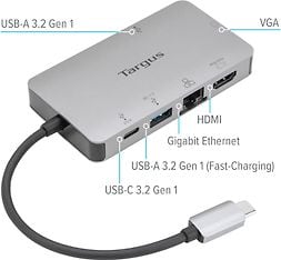 Targus USB-C Single Video 4K HDMI/VGA Multiport -telakointiasema, kuva 5