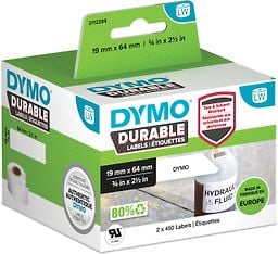 Dymo LW Durable -kestotarra 19 mm x 64 mm, 2 x 450 tarraa, valkoinen polyesteri