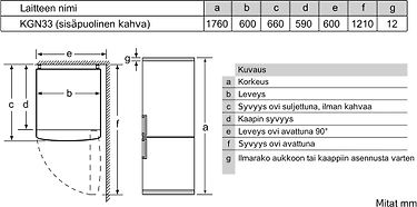 Bosch KGN33NWEB Serie 2 -jääkaappipakastin, valkoinen, kuva 8